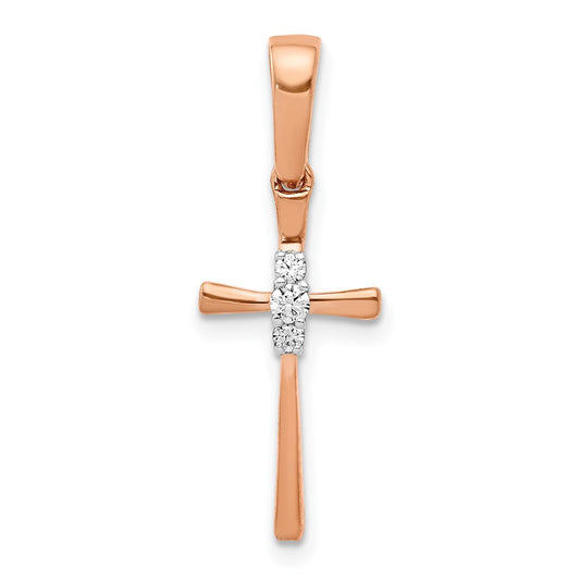 14k Rose Gold 1/20ct. Diamond Cross Pendant