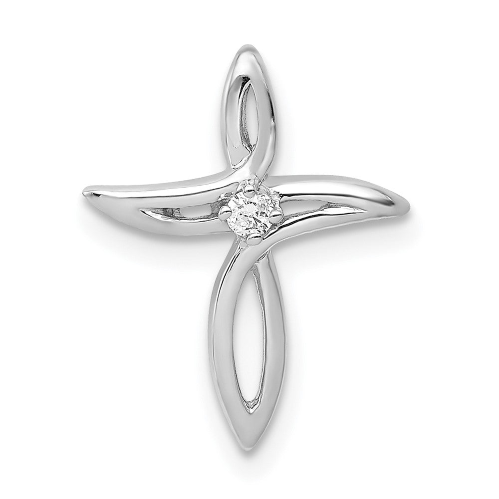 14k White Gold AA Diamond Cross Pendant