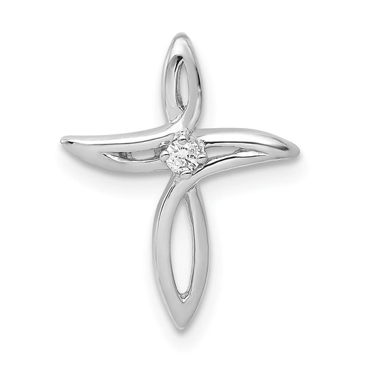 14k White Gold AA Diamond Cross Pendant