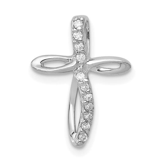 14k White Gold AA Diamond Cross Pendant