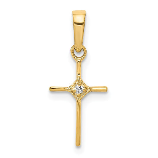 14k Small .01ct. Diamond Cross Pendant