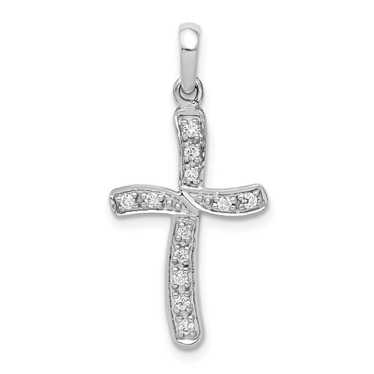 14k White Gold 1/8ct. Diamond Cross Pendant