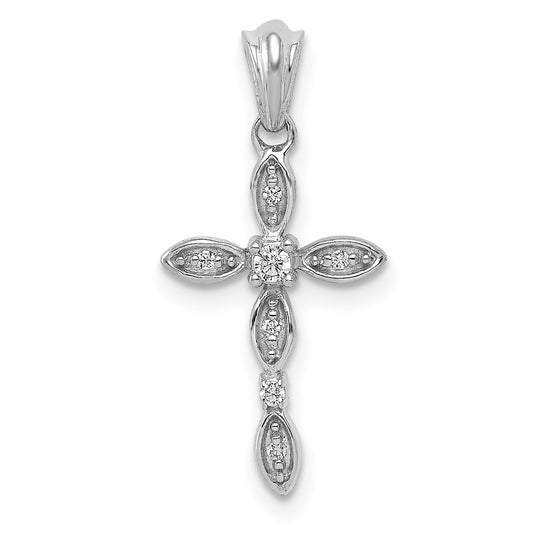14k White Gold 1/20ct. Diamond Cross Pendant