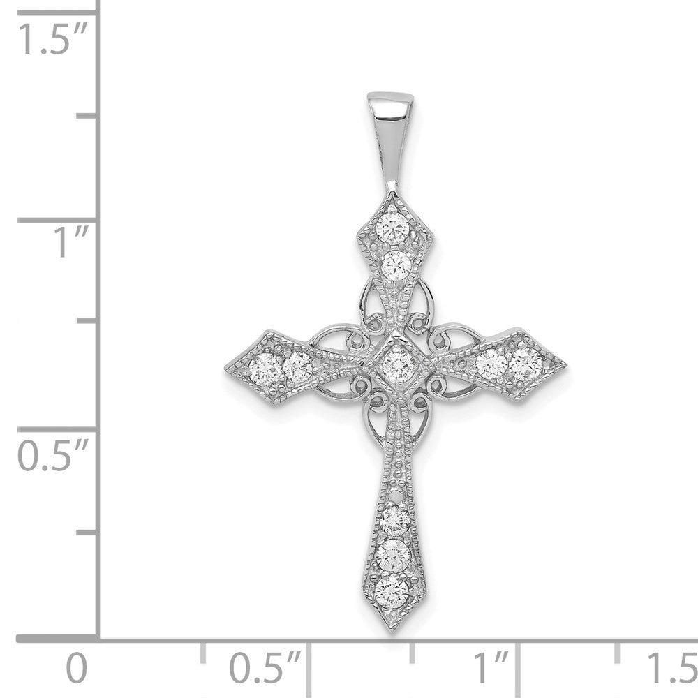 14k White Gold AA Diamond Passion Cross pendant