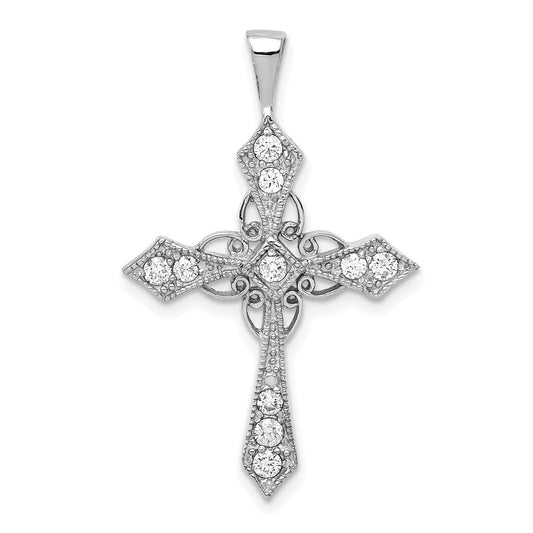 14k White Gold AA Diamond Passion Cross pendant