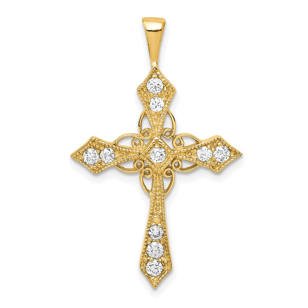 14k AA Diamond Passion Cross Pendant