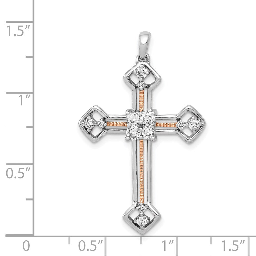 14k Two-tone 3/8ct. Diamond Cross Pendant