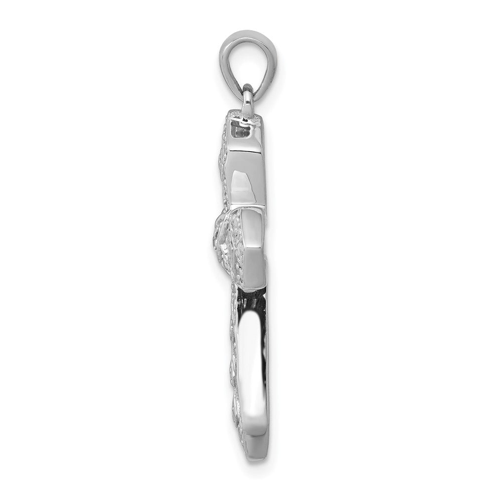 14k White Gold .01ct. Diamond Passion Cross Pendant