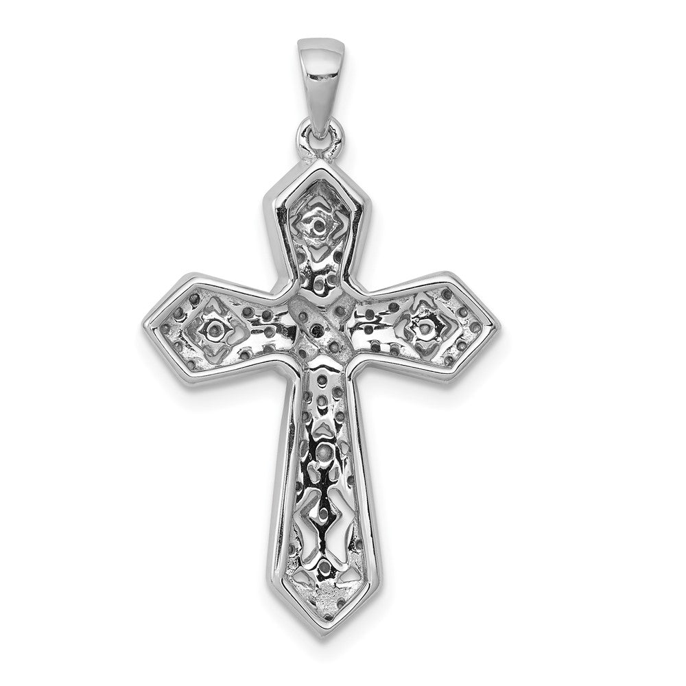 14k White Gold .01ct. Diamond Passion Cross Pendant