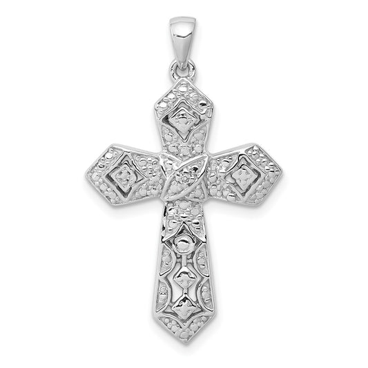 14k White Gold .01ct. Diamond Passion Cross Pendant