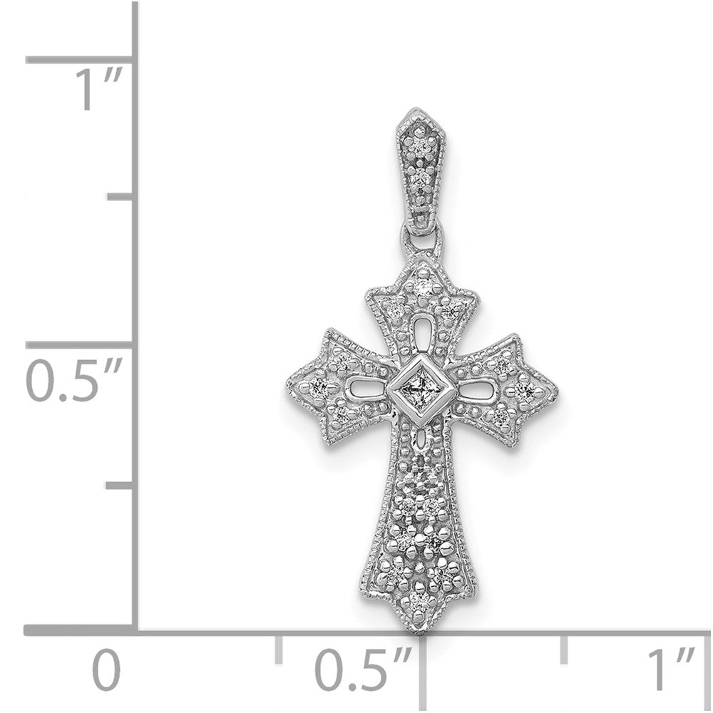 14k White Gold 1/10ct. Diamond Fancy Cross Pendant