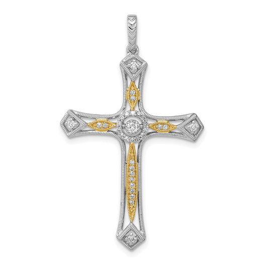 14k Two-tone 1/5ct. Diamond Cross Pendant