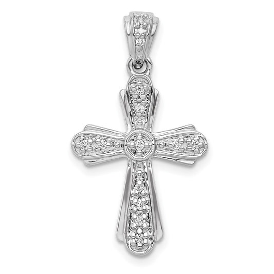 14k White Gold 1/10ct. Diamond Cross Pendant