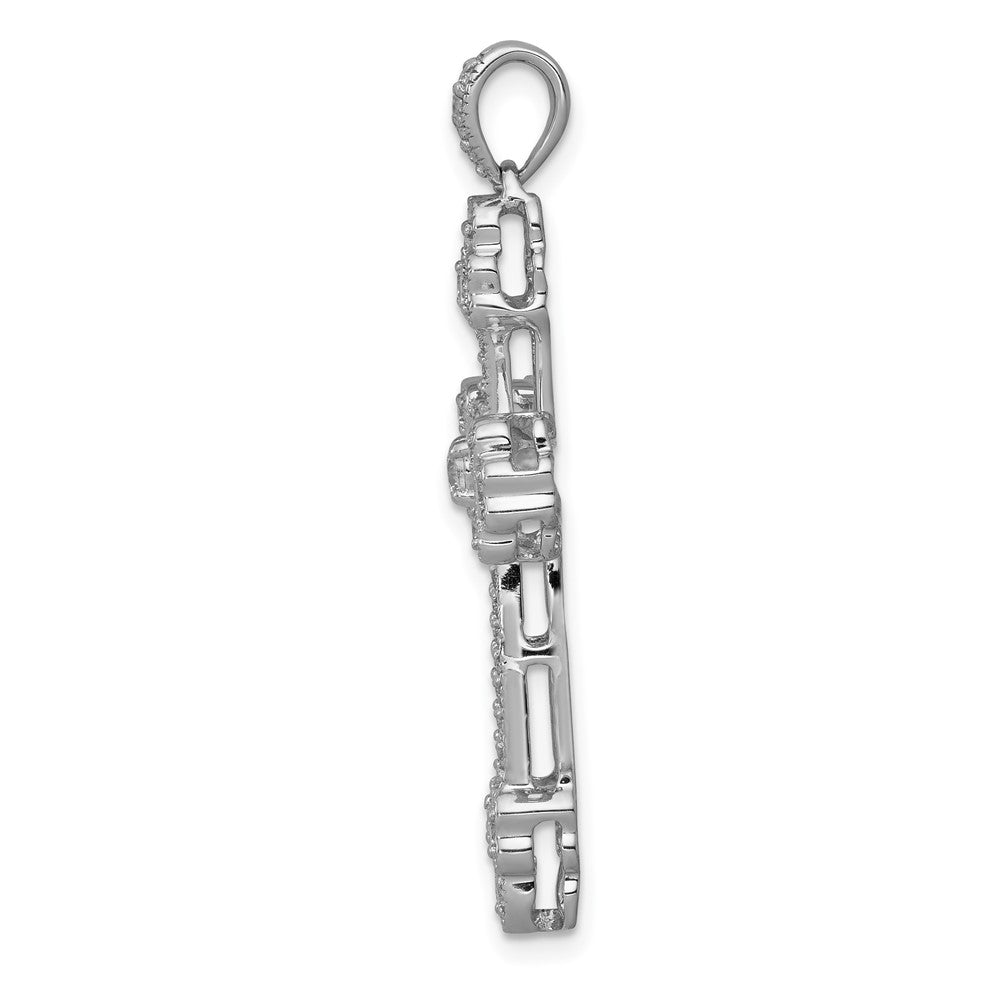 14k White Gold 3/8ct. Diamond Budded Cross Pendant