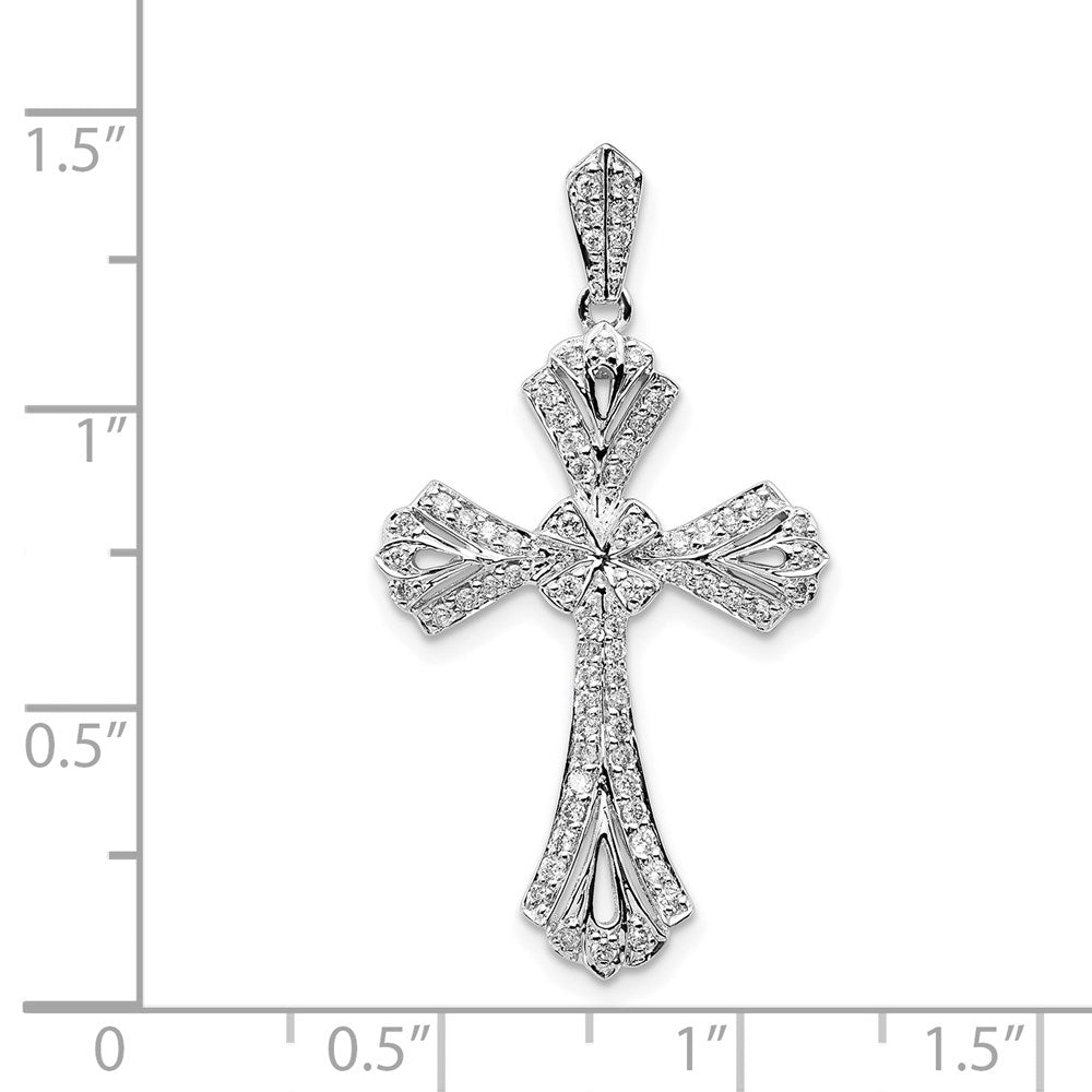 14k White Gold 1/3ct. Diamond Fancy Cross Pendant