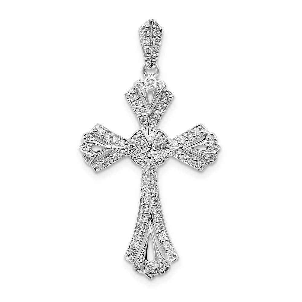 14k White Gold 1/3ct. Diamond Fancy Cross Pendant