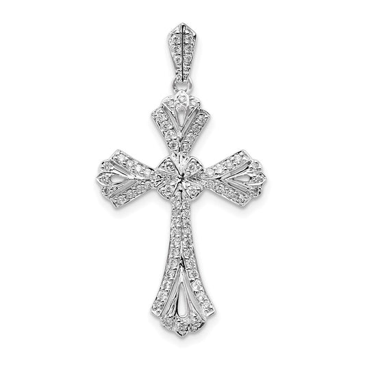 14k White Gold 1/3ct. Diamond Fancy Cross Pendant
