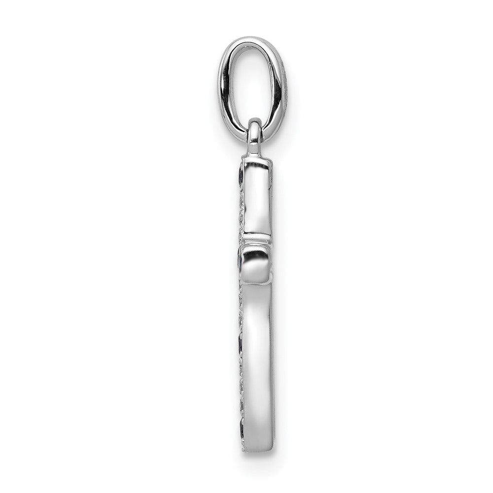 14k White Gold 1/15ct. Diamond and Sapphire Cross Pendant