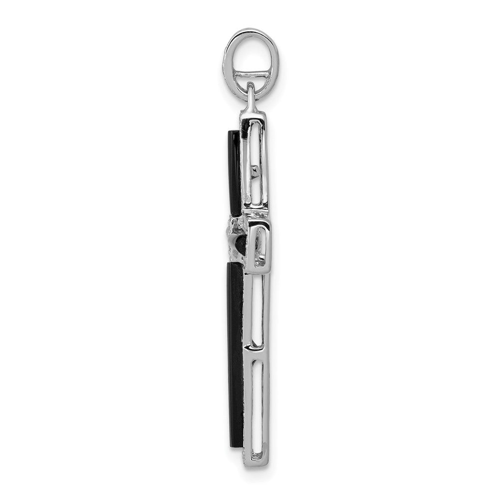 14k White Gold 1/3ct. Diamond and Onyx Cross Pendant