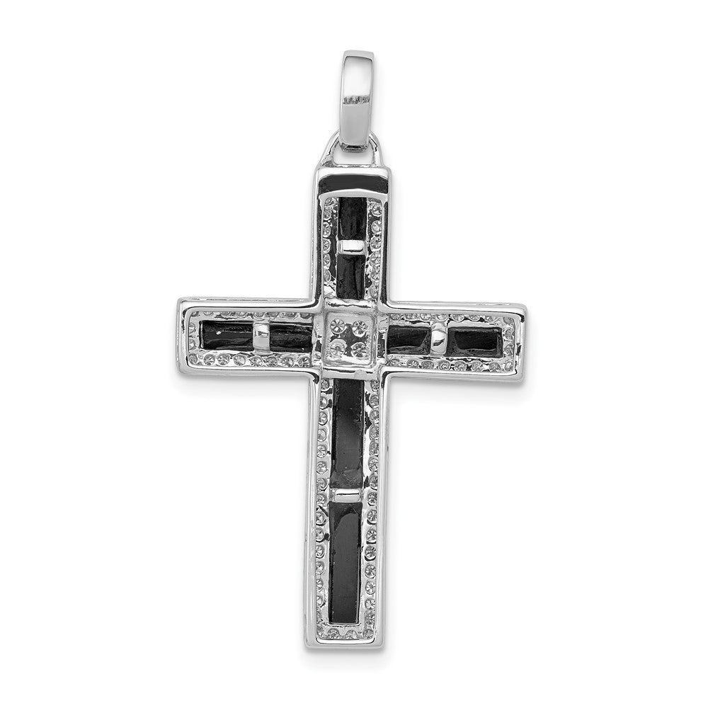 14k White Gold 1/3ct. Diamond and Onyx Cross Pendant