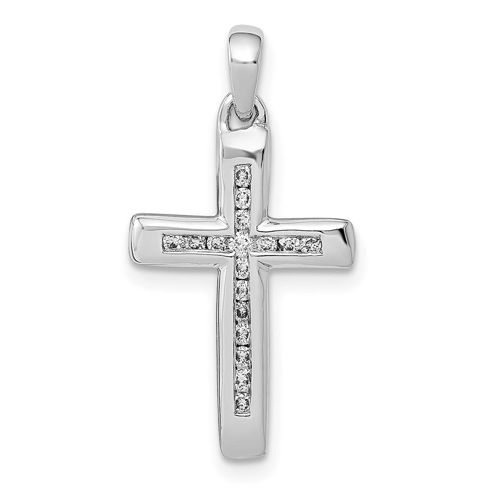 14k White Gold Small 1/10ct. Diamond Cross Pendant