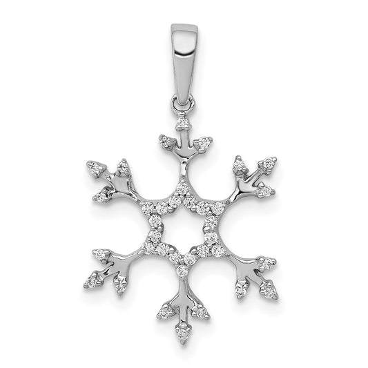 14k White Gold 1/6ct. Diamond Snowflake Pendant
