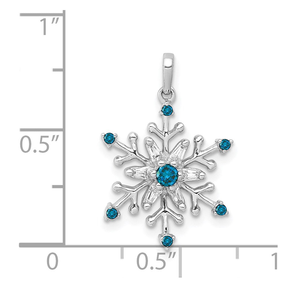 14k White Gold 1/6ct. Blue and White Diamond Snowflake Pendant