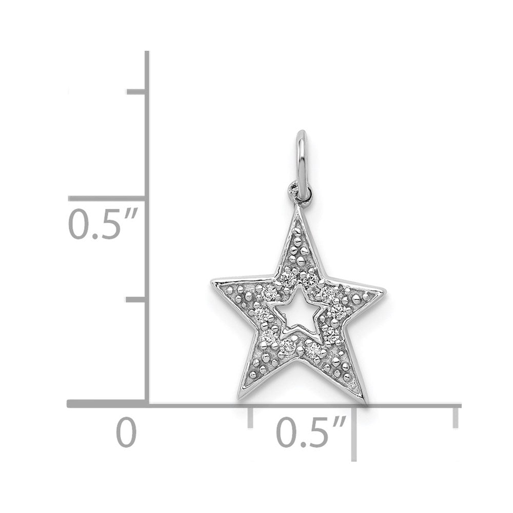 14k White Gold 1/20ct. Diamond Star Charm