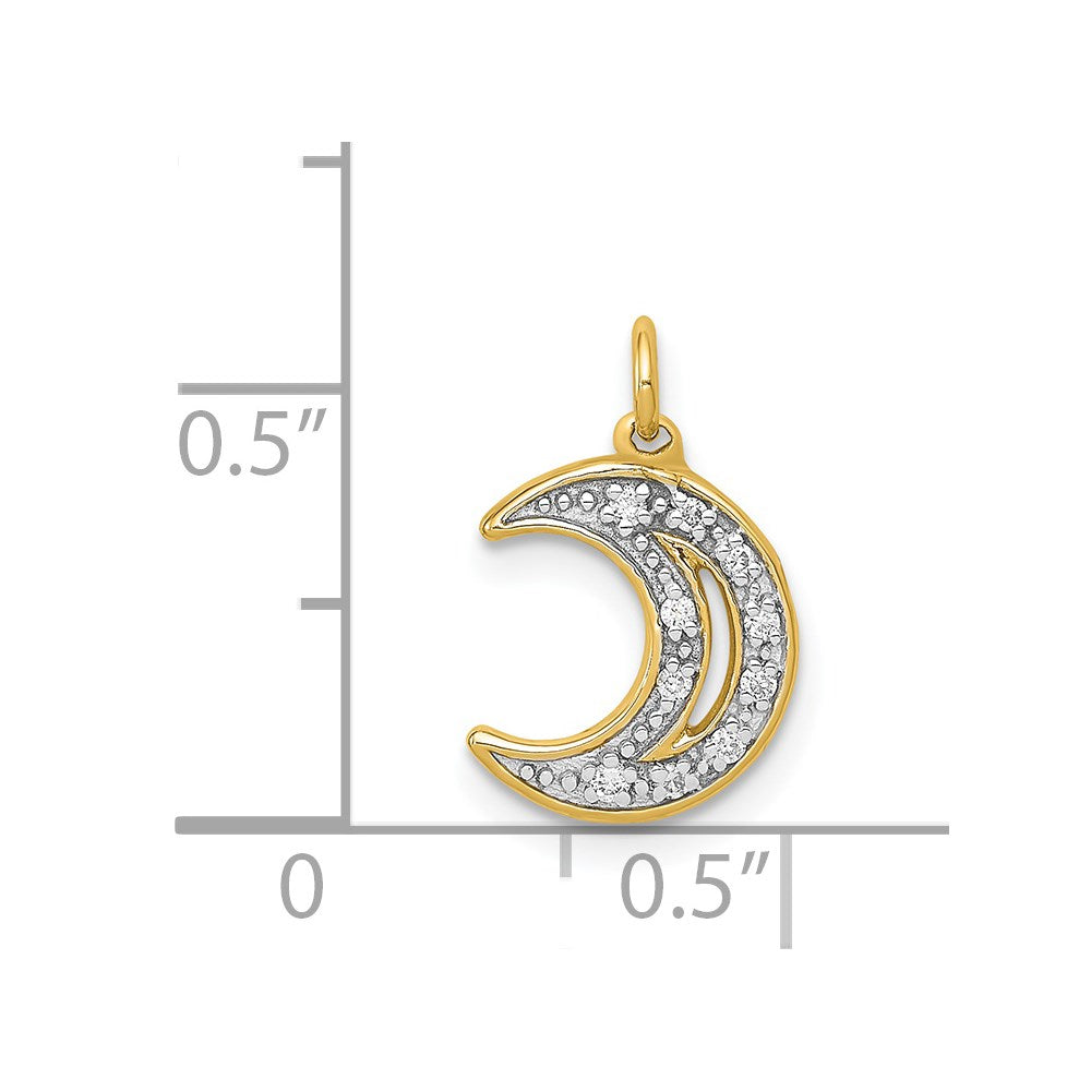 14k Diamond Moon Charm