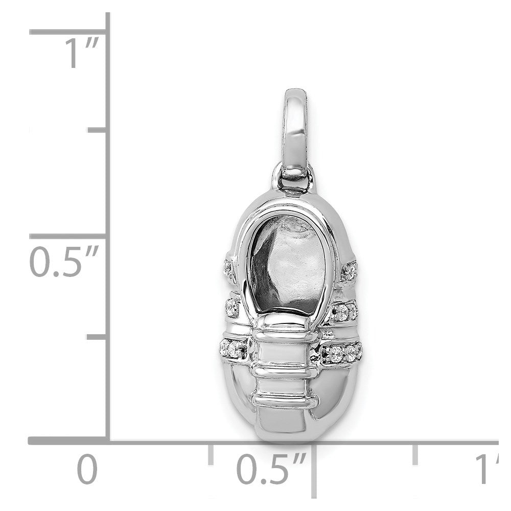 14k White Gold Diamond Baby Boy Shoe Pendant