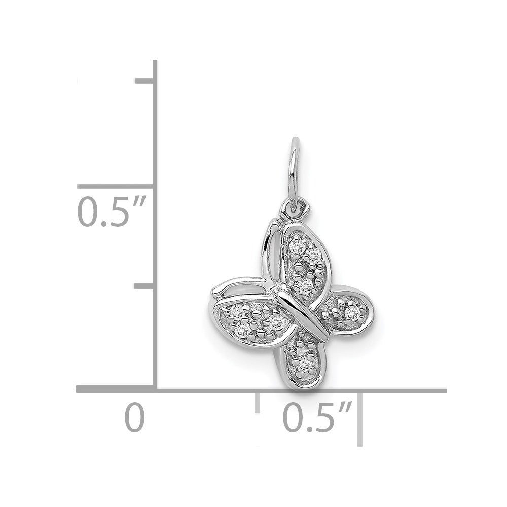 14k White Gold Diamond Butterfly Charm