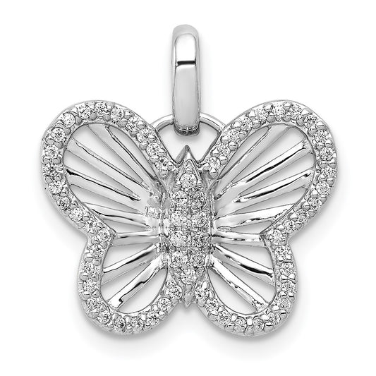 14k White Gold 0.19ct Diamond Butterfly Pendant