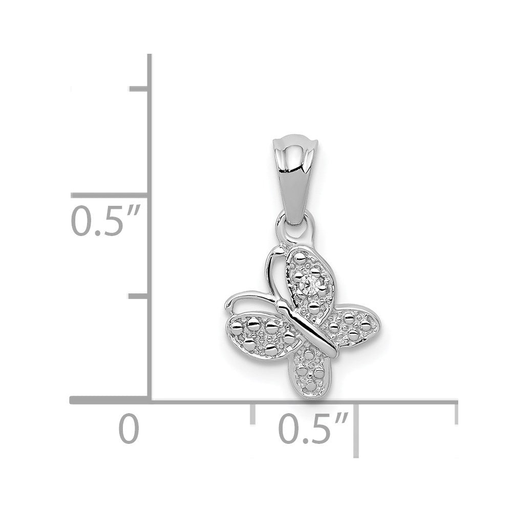 14k White Gold .01ct. Diamond Butterfly Pendant