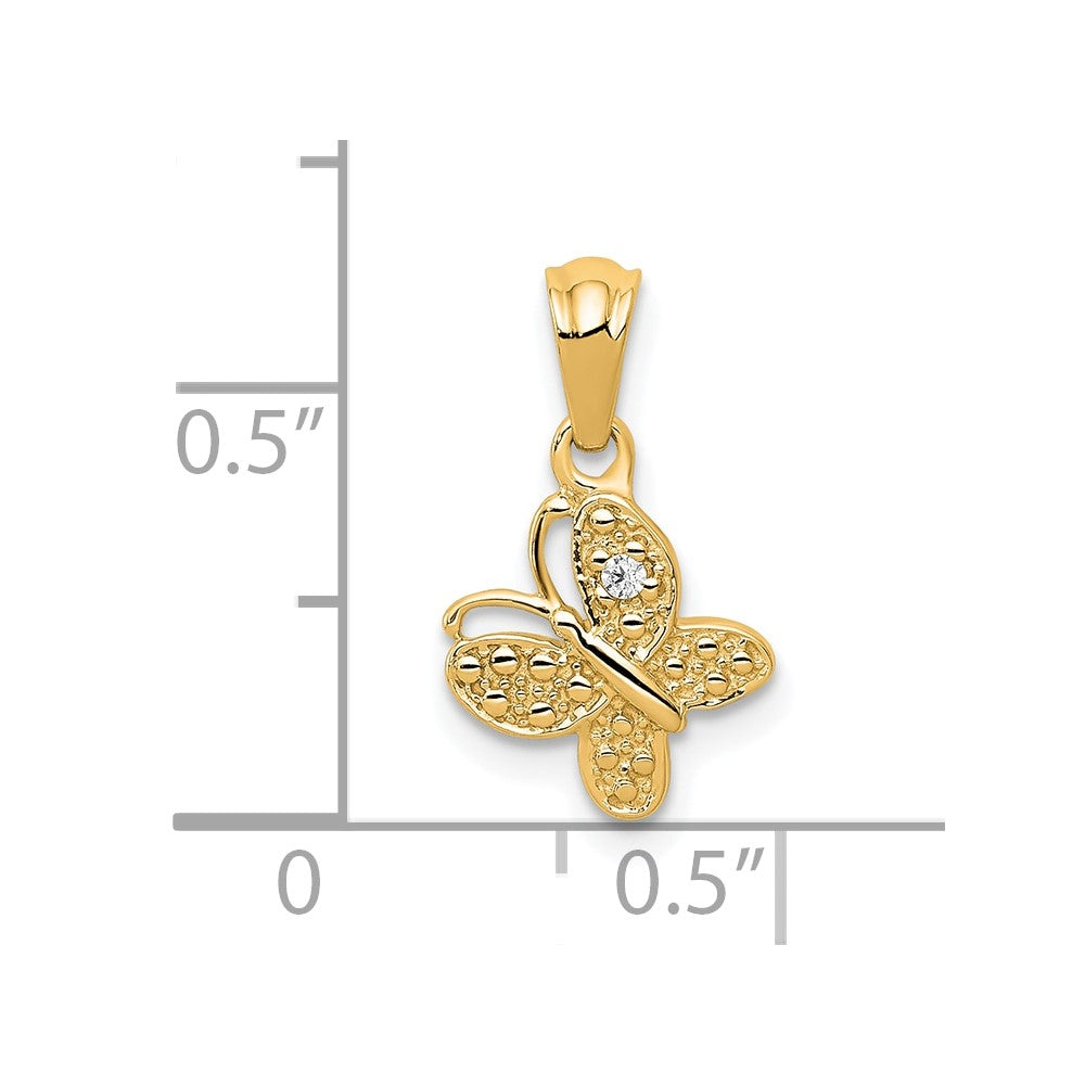 14k Polished .01ct. Diamond Butterfly Pendant