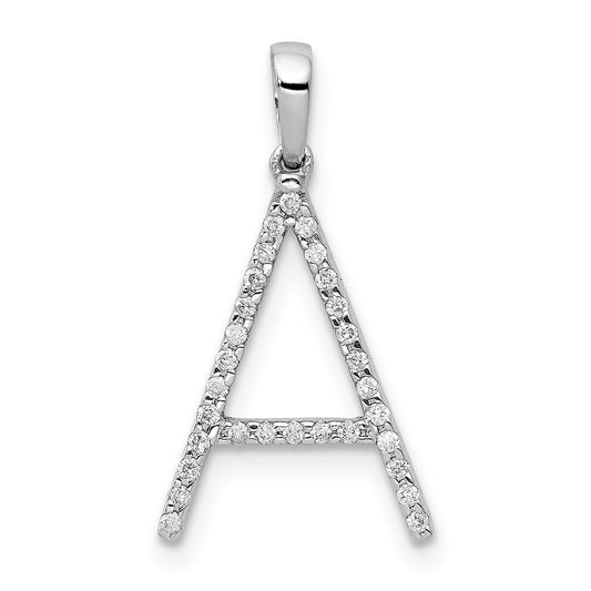 14K White Gold Diamond Letter A Initial Pendant