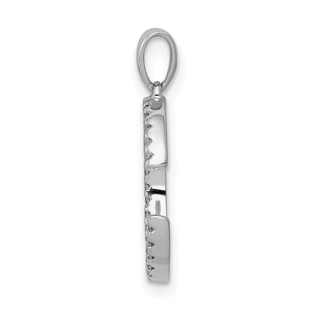 14K White Gold Diamond Letter C Initial Pendant