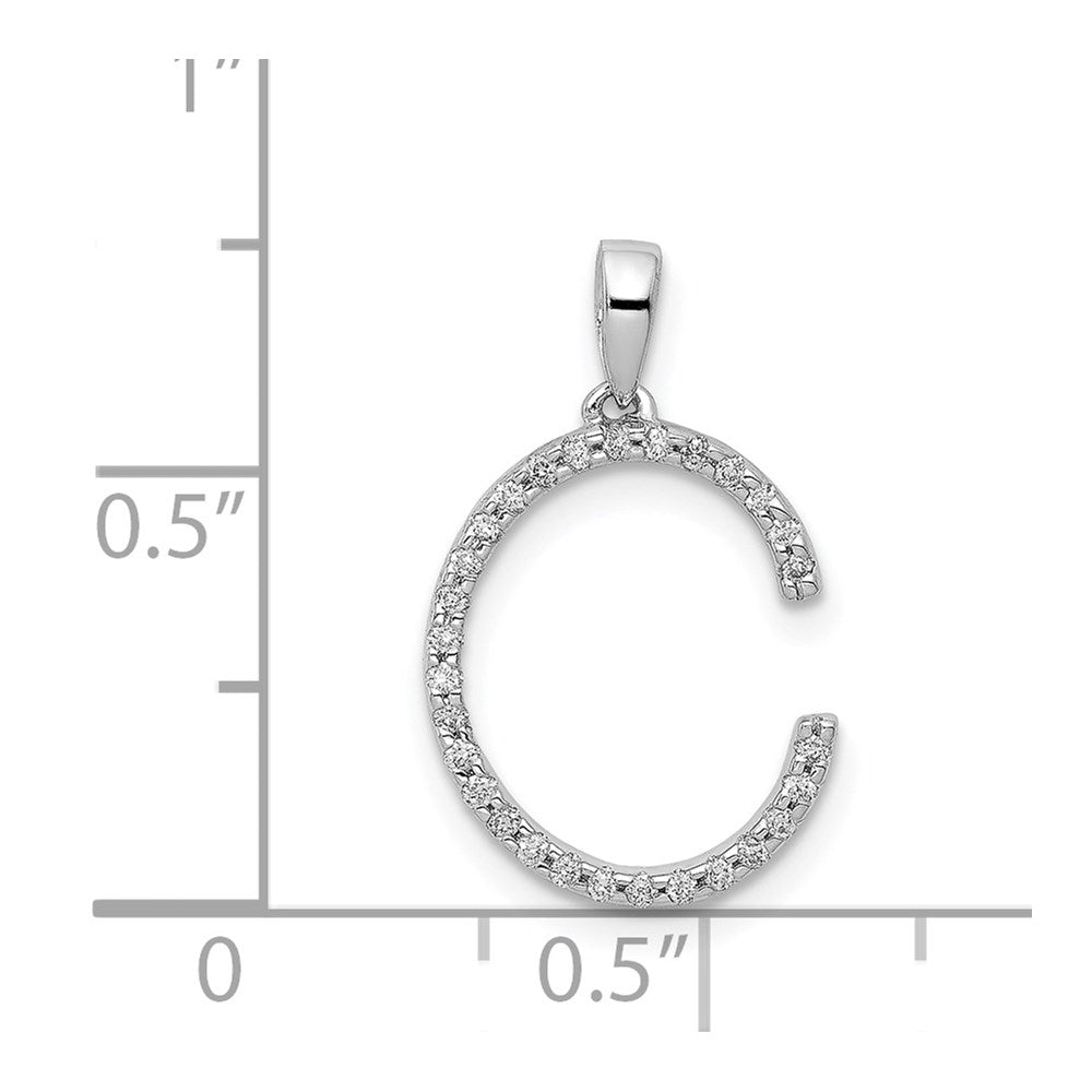 14K White Gold Diamond Letter C Initial Pendant