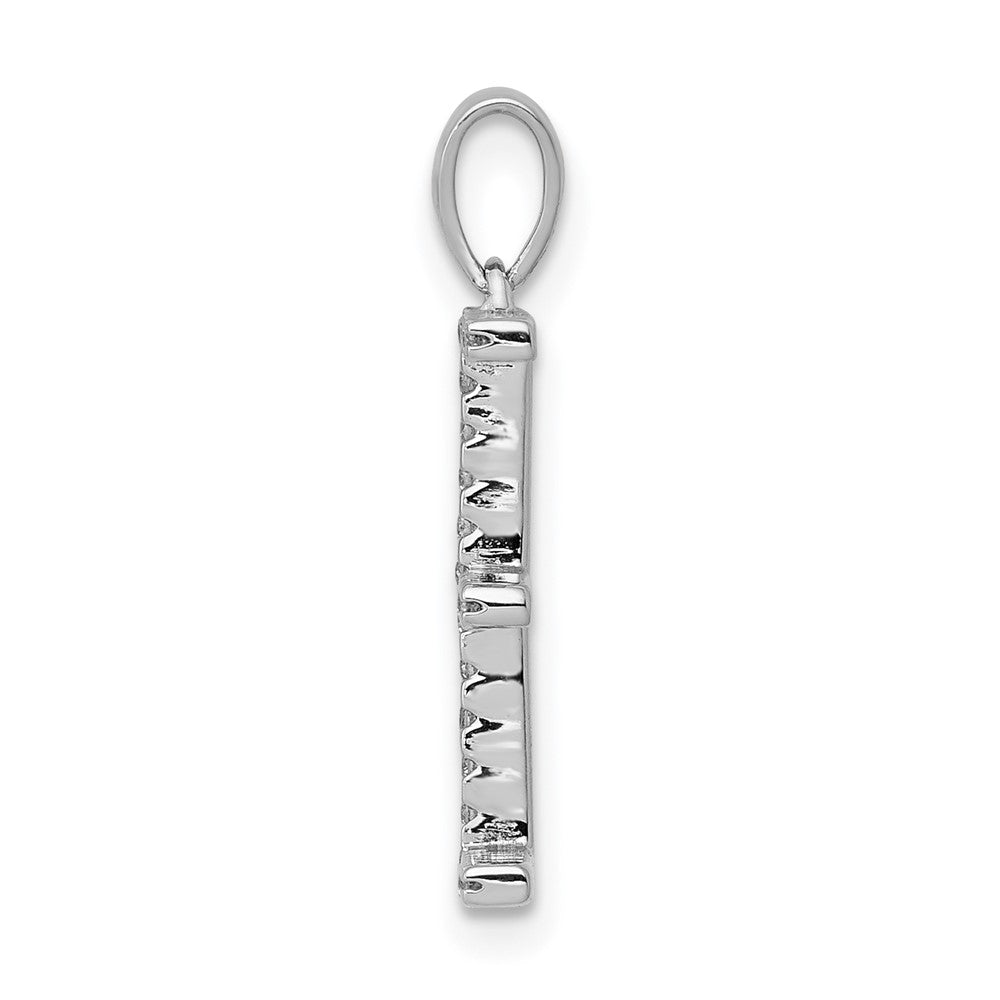 14K White Gold Diamond Letter E Initial Pendant