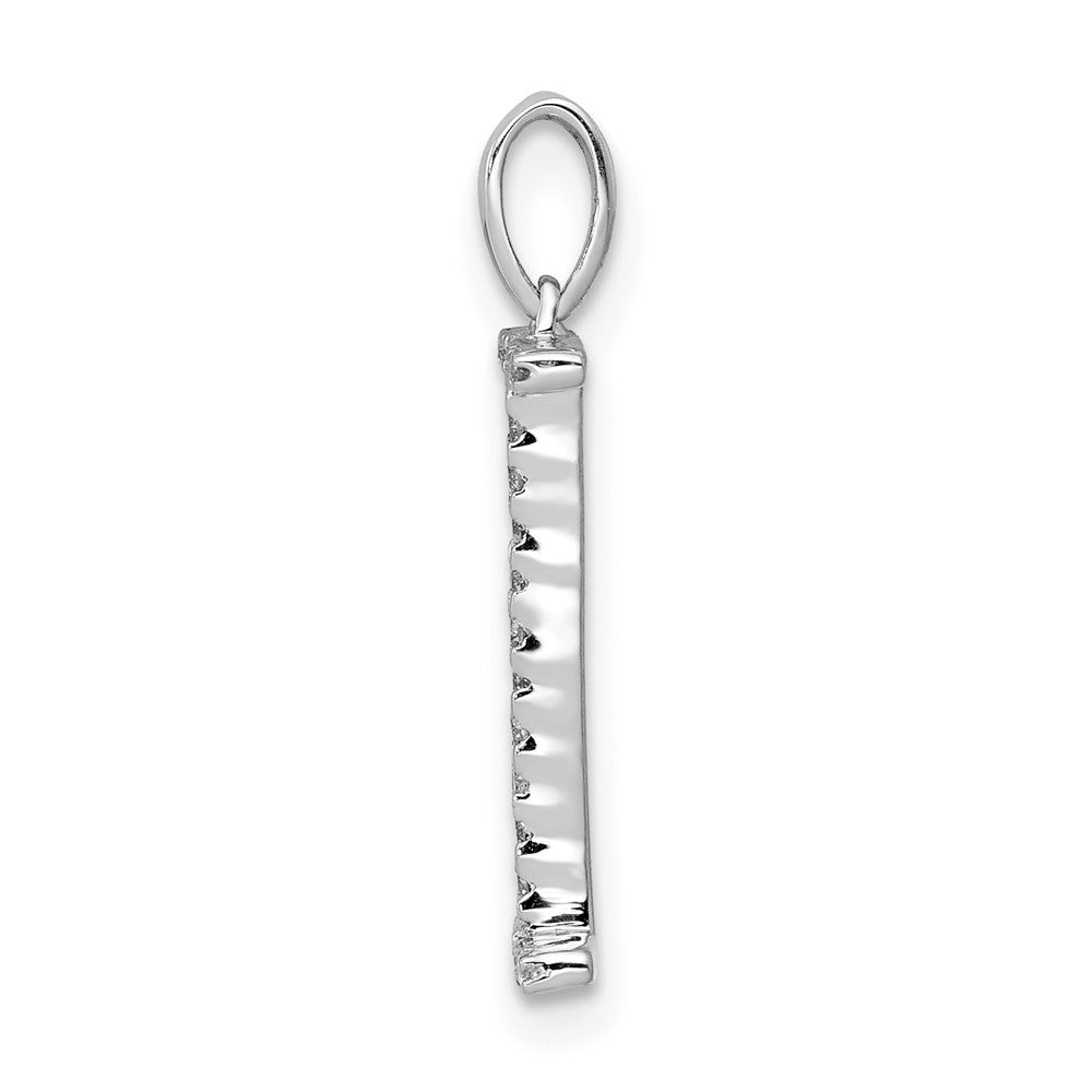 14K White Gold Diamond Letter I Initial Pendant