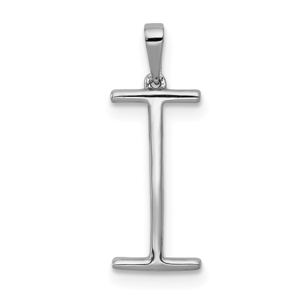 14K White Gold Diamond Letter I Initial Pendant