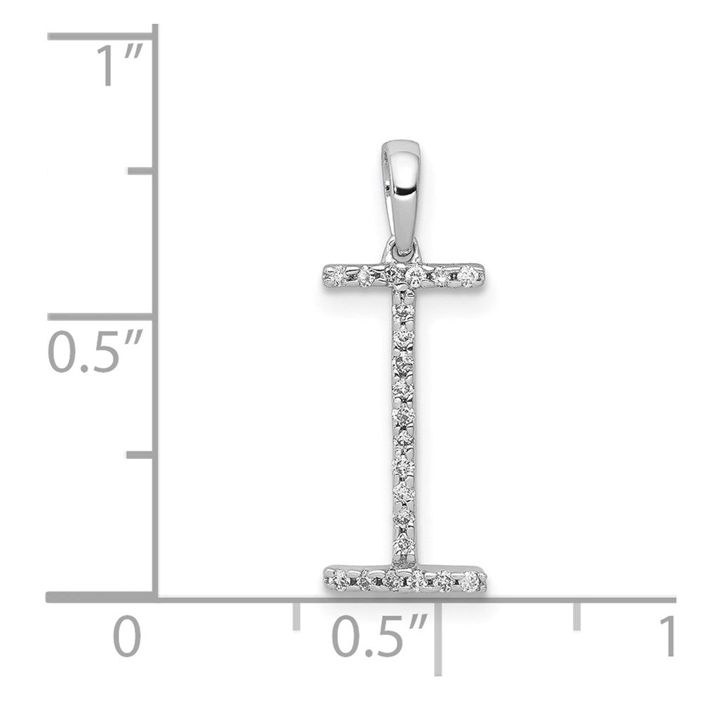 14K White Gold Diamond Letter I Initial Pendant