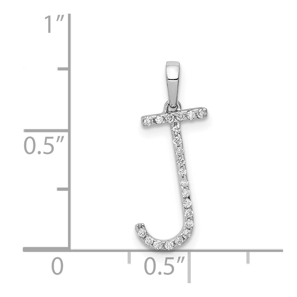 14K White Gold Diamond Letter J Initial Pendant