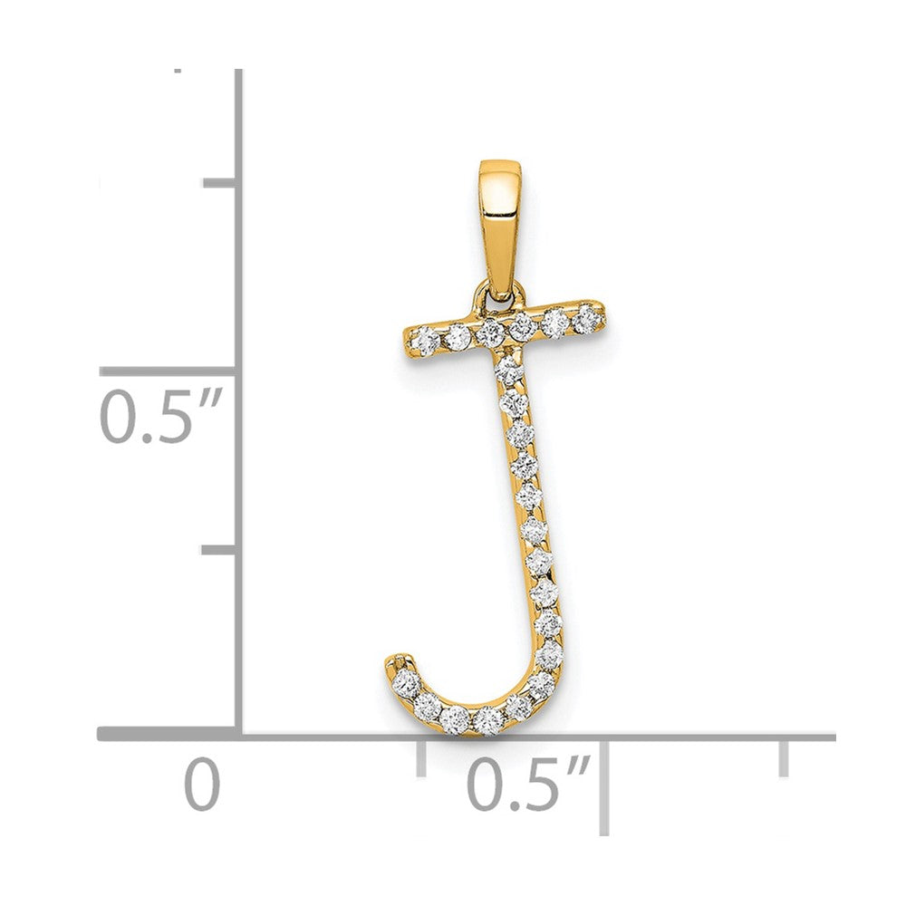 14K Diamond Letter J Initial Pendant
