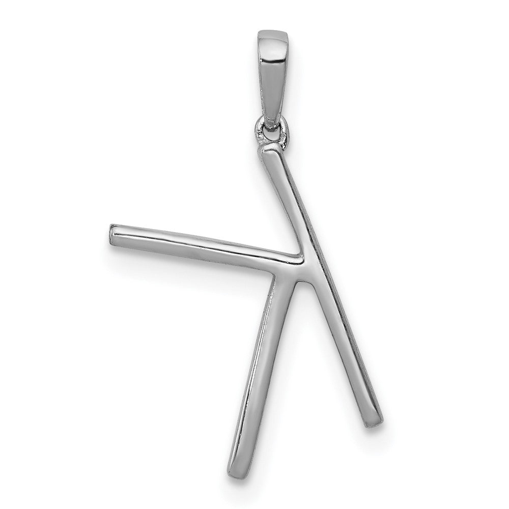 14K White Gold Diamond Letter K Initial Pendant