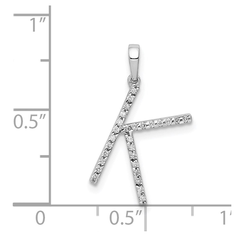 14K White Gold Diamond Letter K Initial Pendant