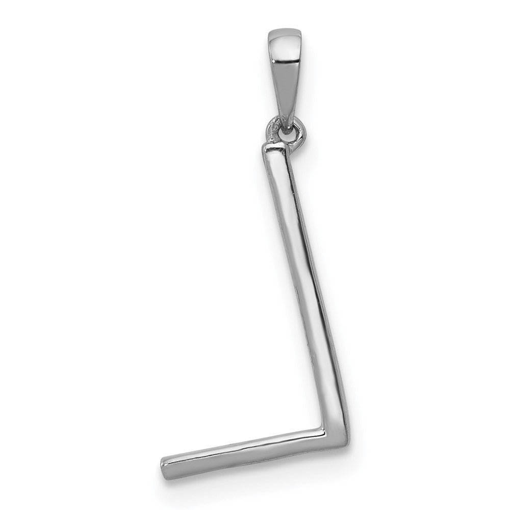 14K White Gold Diamond Letter L Initial Pendant