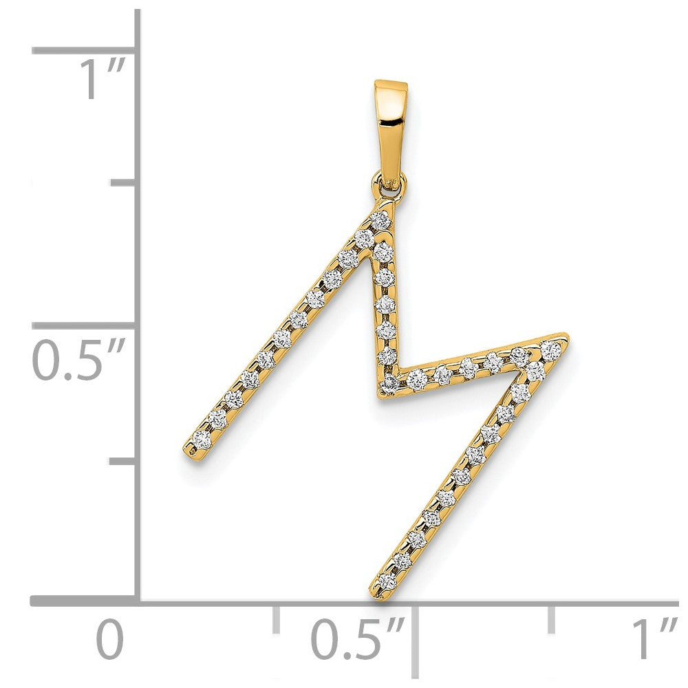 14K Diamond Letter M Initial Pendant