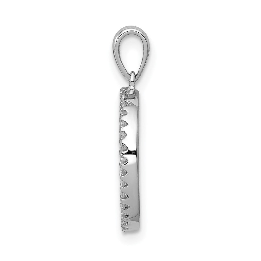 14K White Gold Diamond Letter O Initial Pendant