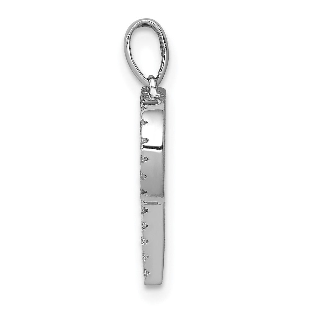 14K White Gold Diamond Letter P Initial Pendant