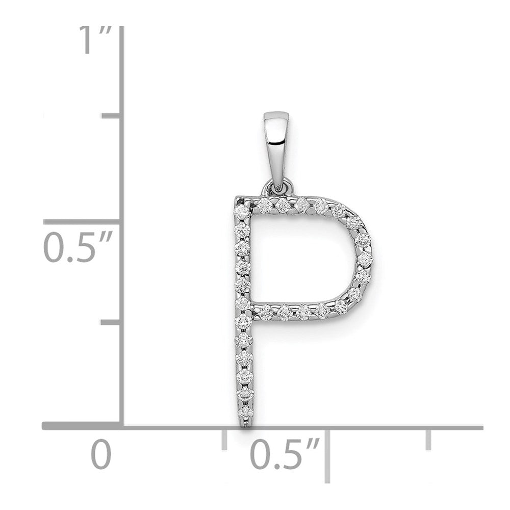 14K White Gold Diamond Letter P Initial Pendant